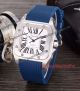 Cartier Santos Black Rubber Band White Roman Dial Fake Watch (3)_th.jpg